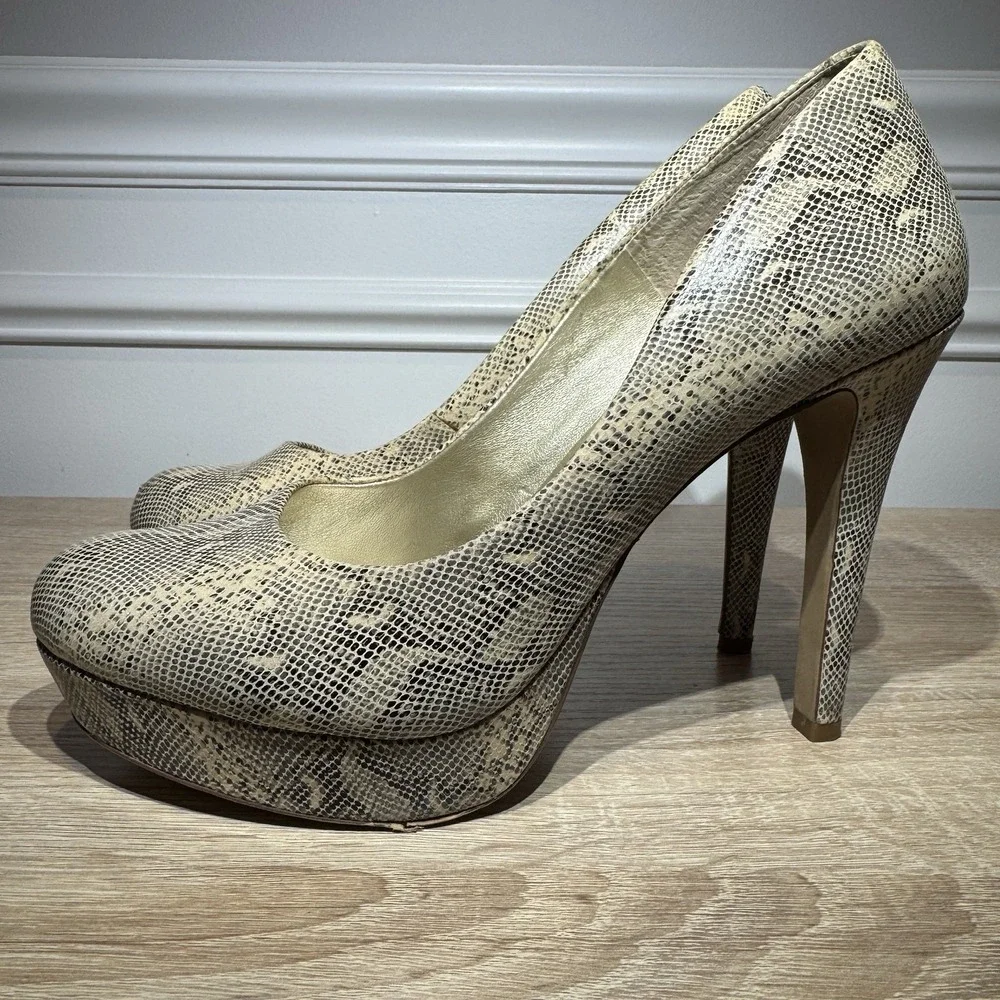Jessica Simpson KATOY Platform Heel BEIGESnake Print 7.5 4.5
